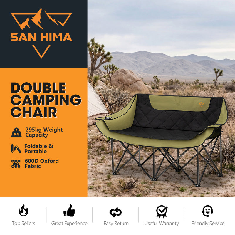 Bonus San Hima Folding Double Camping Chair Outdoor Portable Moon Chair 2 Seater Green