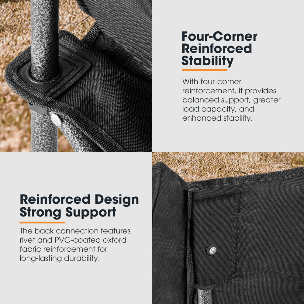 San Hima Folding Double Camping Chair Padded Portable Moon Chair Outdoor Black