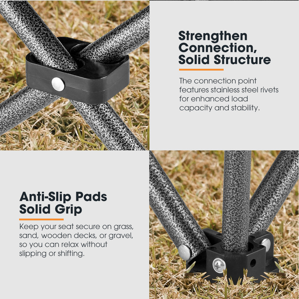 San Hima Folding Double Camping Chair Padded Portable Moon Chair Outdoor Black