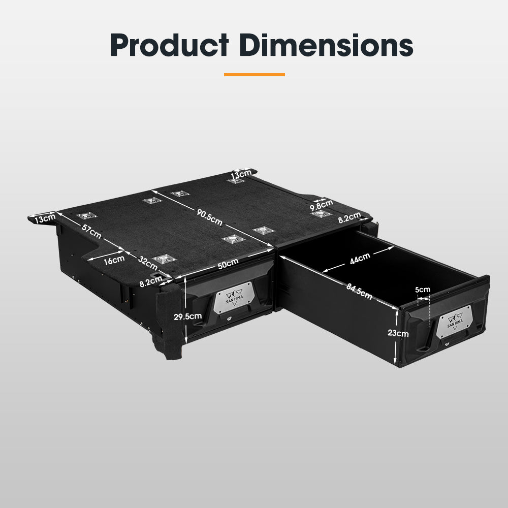San Hima Lightweight 2X 900mm 4WD Rear Drawer System Fit Toyota Landcruiser Prado 150