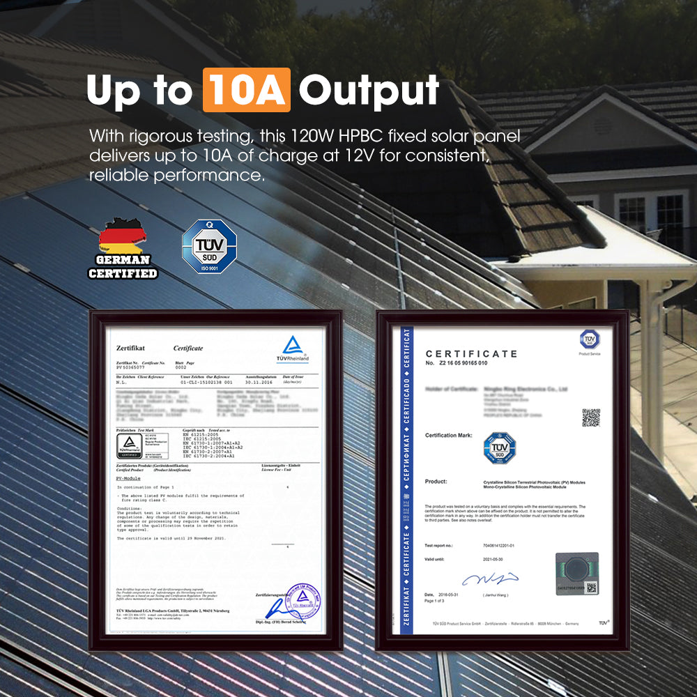 San Hima 2X 120W Mono-HPBC Fixed Solar Panel Power Bypass Camping Caravan