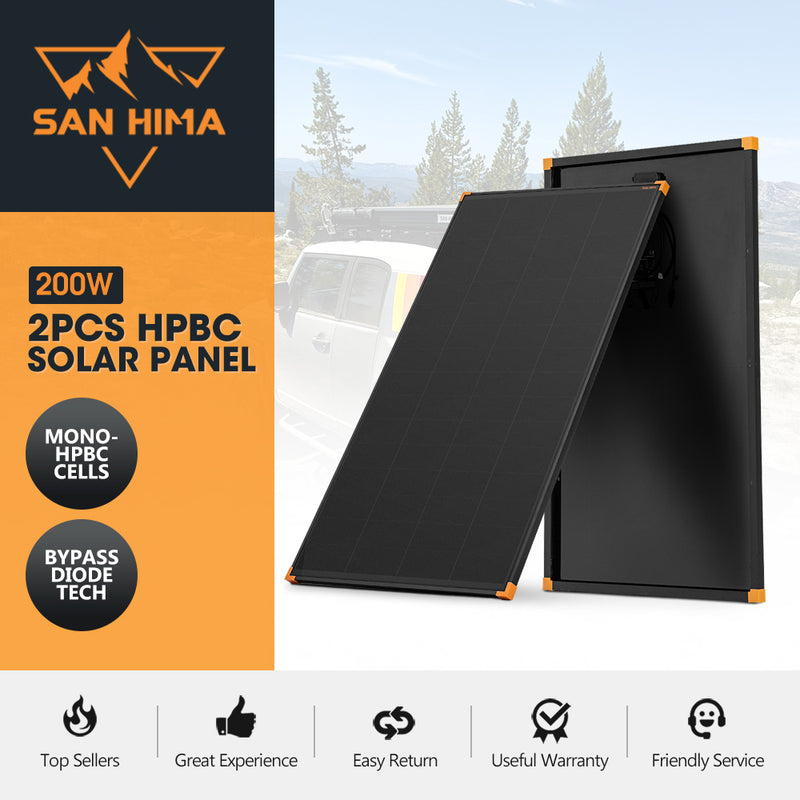 San Hima 2X 200W Mono-HPBC Fixed Solar Panel Power Bypass Camping Caravan