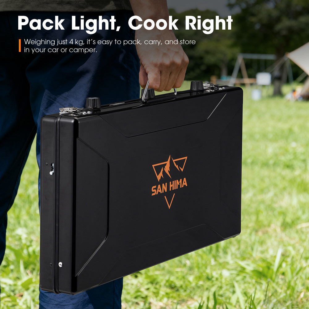 San Hima Camping Gas Stove Portable 3-Burner Outdoor BBQ Cooking 20400 BTU
