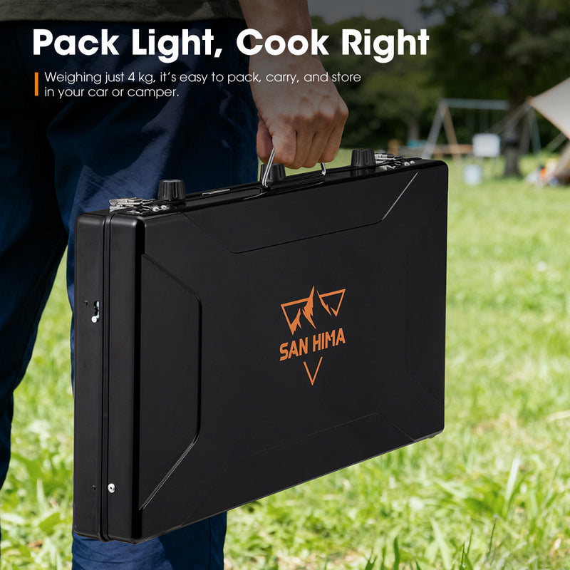 San Hima Camping Gas Stove Portable 3-Burner Outdoor BBQ Cooking 20400 BTU