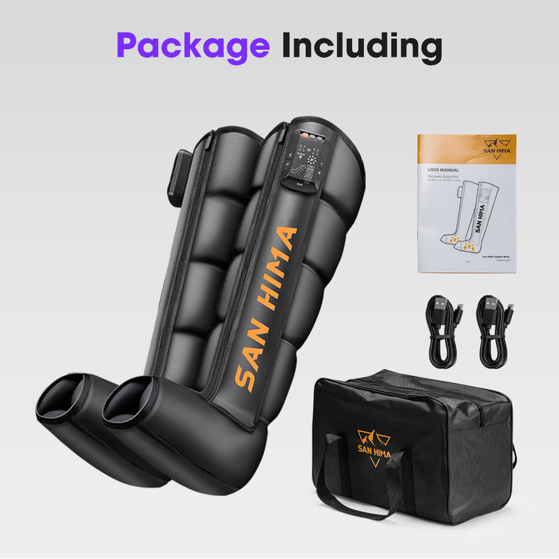 San Hima Air Compression Recovery Boots Cordless Leg Massager 3 Foot Heat Large