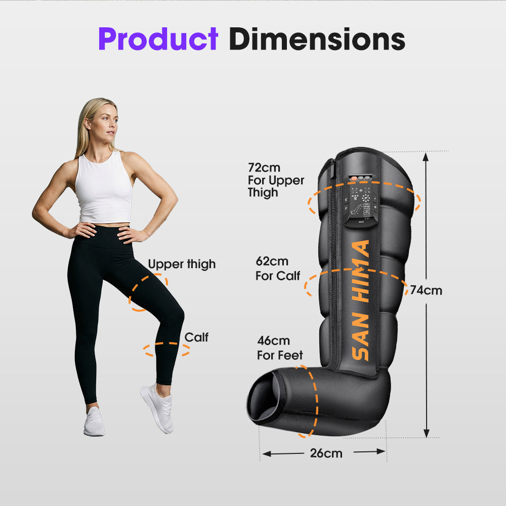 San Hima Air Compression Recovery Boots Cordless 3 Foot Heat Leg Massager Medium