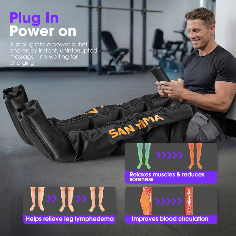 San Hima Air Compression Recovery Boots Full Leg Massager for Circulation Large