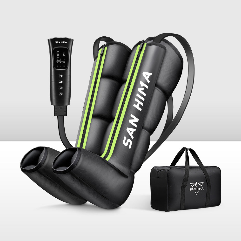 San Hima Air Compression Recovery Boots Full Leg Massager Relief Green Medium