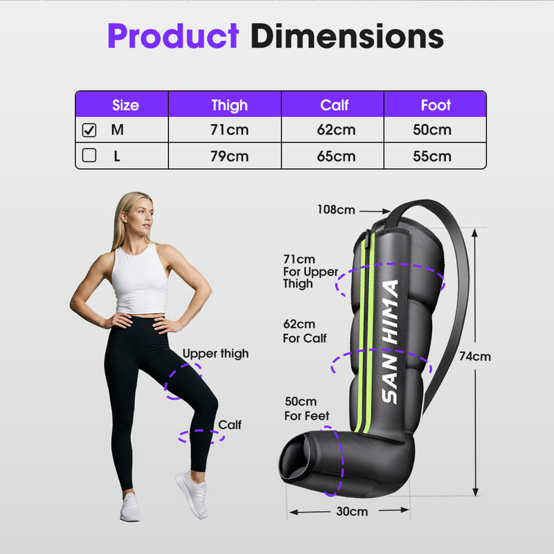 San Hima Air Compression Recovery Boots Full Leg Massager Relief Green Medium