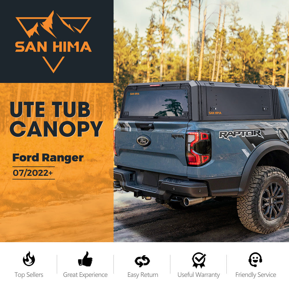 San Hima UTE Tub Canopy Fit Ford Next-Gen Ranger 2022-On Dual Cab W/ Rivet Gun