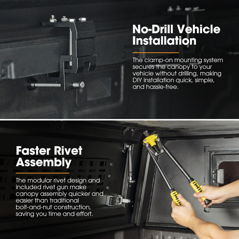 San Hima UTE Tub Canopy Fit Ford Next-Gen Ranger 2022-On Dual Cab W/ Rivet Gun