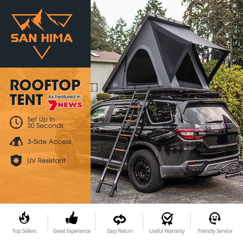 San Hima Kalbarri Lite Gen 2 Rooftop Tent Hardshell With Ladder Grey 4WD Camping