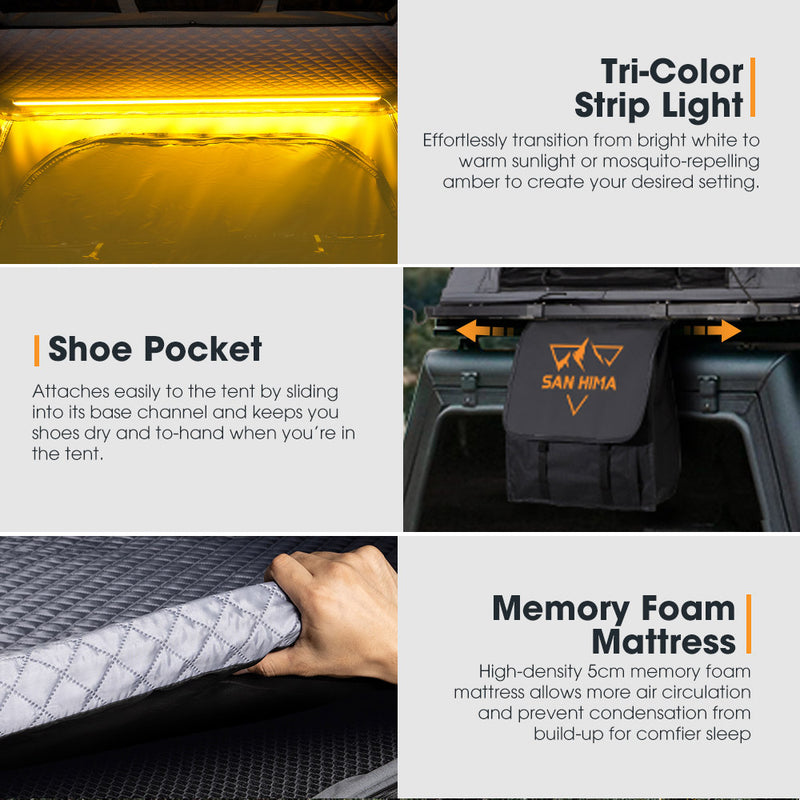 San Hima Kalbarri Lite Gen 2 Rooftop Tent Hardshell With Ladder Grey 4WD Camping