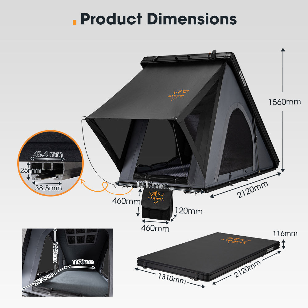 San Hima Kalbarri Lite Gen 2 Rooftop Tent Hardshell With Ladder Grey 4WD Camping