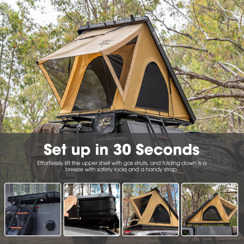 San Hima Kalbarri Lite Gen 2 Rooftop Tent With Ladder Khaki Camping 4WD 4x4
