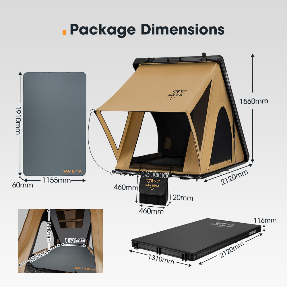 San Hima Kalbarri Lite Gen 2 Rooftop Tent With Ladder Khaki Camping 4WD 4x4