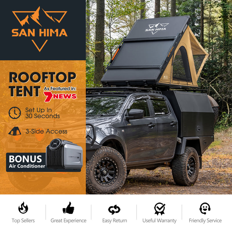 San Hima Kalbarri Lite Gen 2 Rooftop Tent Khaki & Rack + Cybertake Air Conditioner S2 Pro