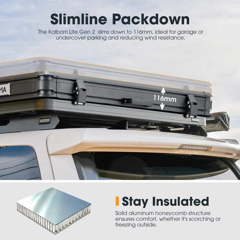 San Hima Kalbarri Lite Gen 2 Rooftop Tent Khaki & Rack + Cybertake Air Conditioner S2 Pro