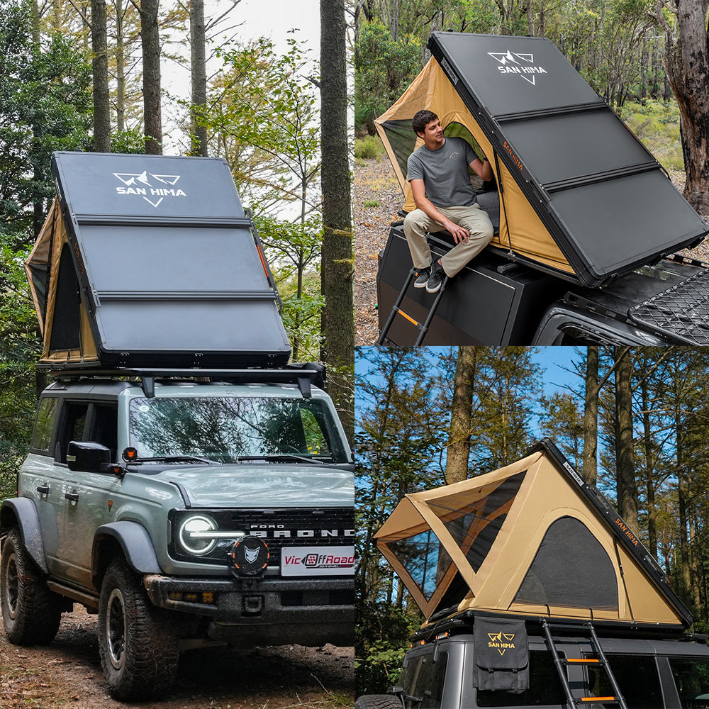 San Hima Kalbarri Lite Gen 2 Rooftop Tent Khaki & Rack + Cybertake Air Conditioner S2 Pro