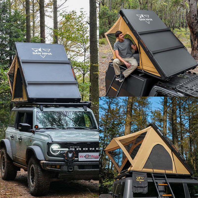 San Hima Kalbarri Lite Gen 2 Rooftop Tent Khaki & Rack + Cybertake Air Conditioner S2 Pro