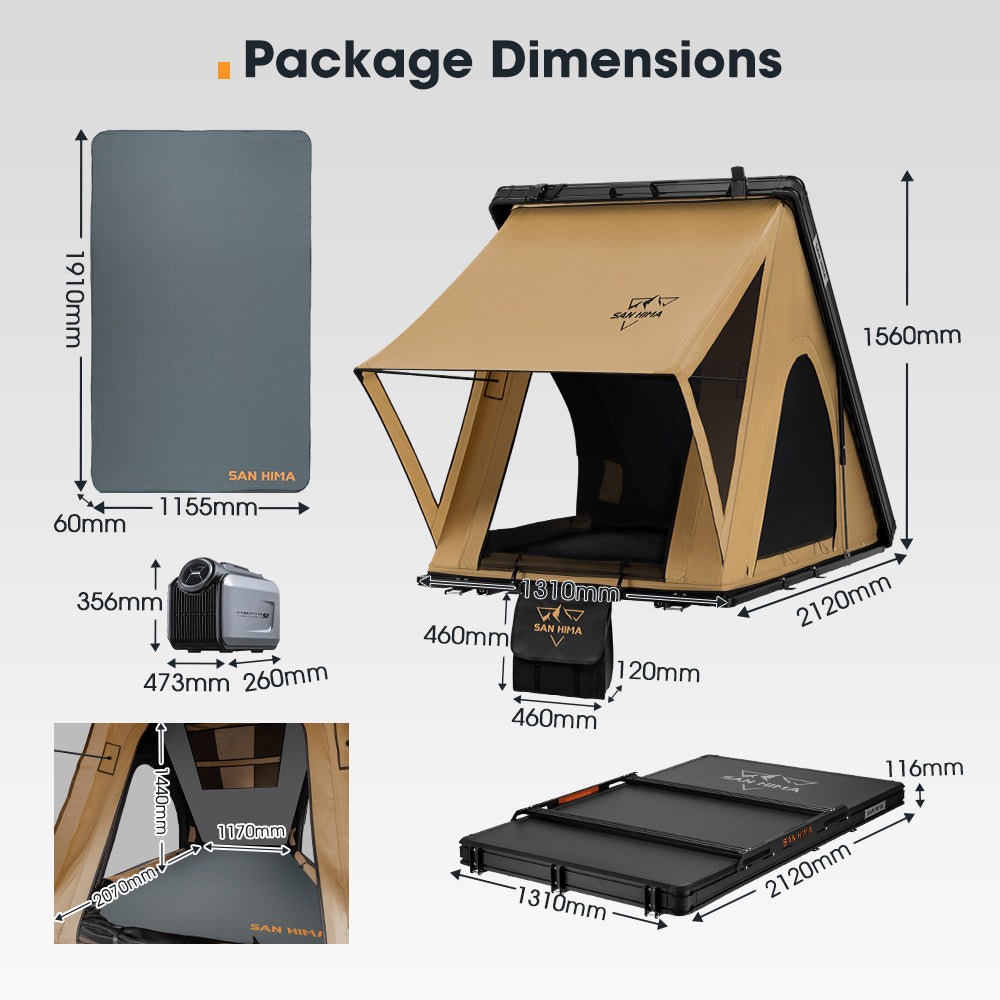 San Hima Kalbarri Lite Gen 2 Rooftop Tent Khaki & Rack + Cybertake Air Conditioner S2 Pro