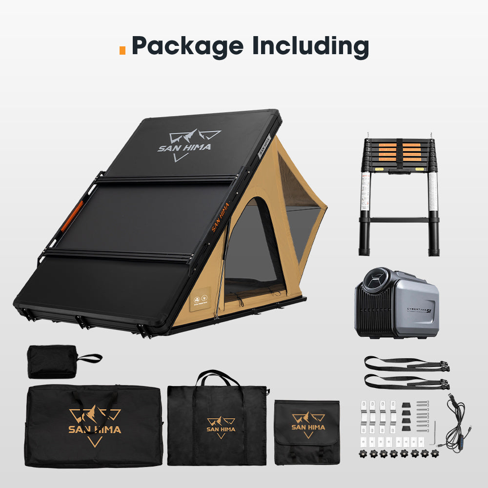 San Hima Kalbarri Lite Gen 2 Rooftop Tent Khaki & Rack + Cybertake Air Conditioner S2 Pro