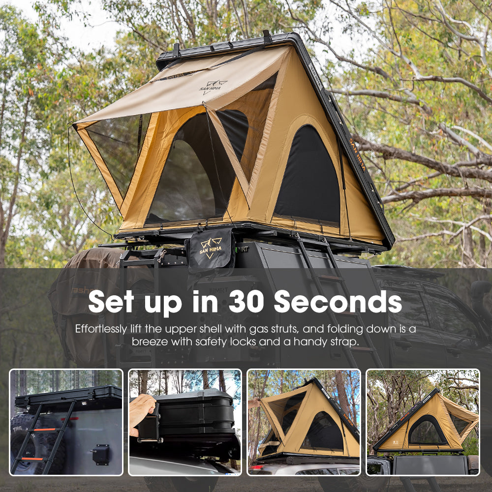 San Hima kalbarri Lite Gen 2 Rooftop Tent Hardshell Khaki With Ladder & Rack