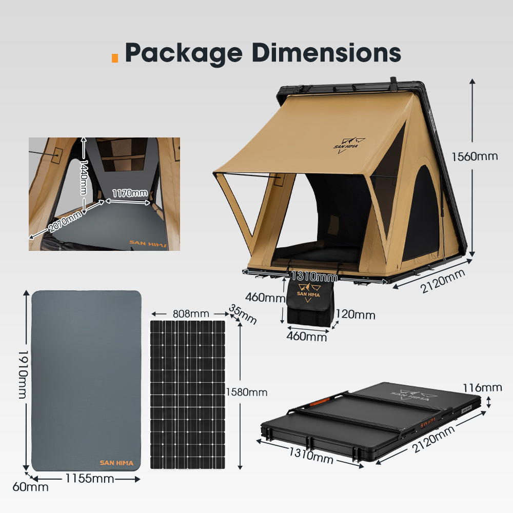 San Hima Kalbarri Lite Gen 2 Rooftop Tent + Rack & Ladder + 250W Solar Panel