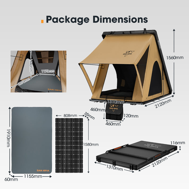 San Hima Kalbarri Lite Gen 2 Rooftop Tent + Rack & Ladder + 250W Solar Panel