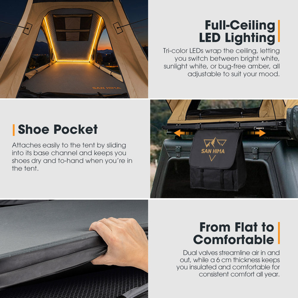 San Hima Kalbarri Lite Gen 2 Rooftop Tent + Rack & Ladder + 130W Solar Panel