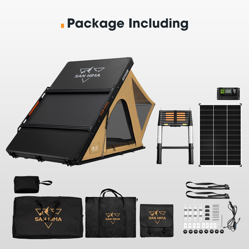 San Hima Kalbarri Lite Gen 2 Rooftop Tent + Rack & Ladder + 130W Solar Panel