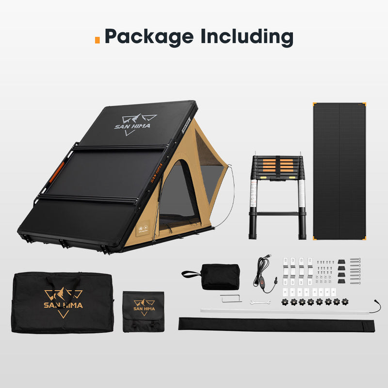 San Hima Kalbarri Lite Gen 2 Rooftop Tent + Rack & Ladder + 120W Solar Panel