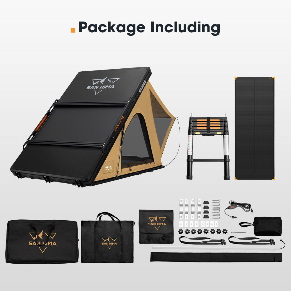 San Hima Kalbarri Lite Gen 2 Rooftop Tent + Rack & Ladder + 120W Solar Panel