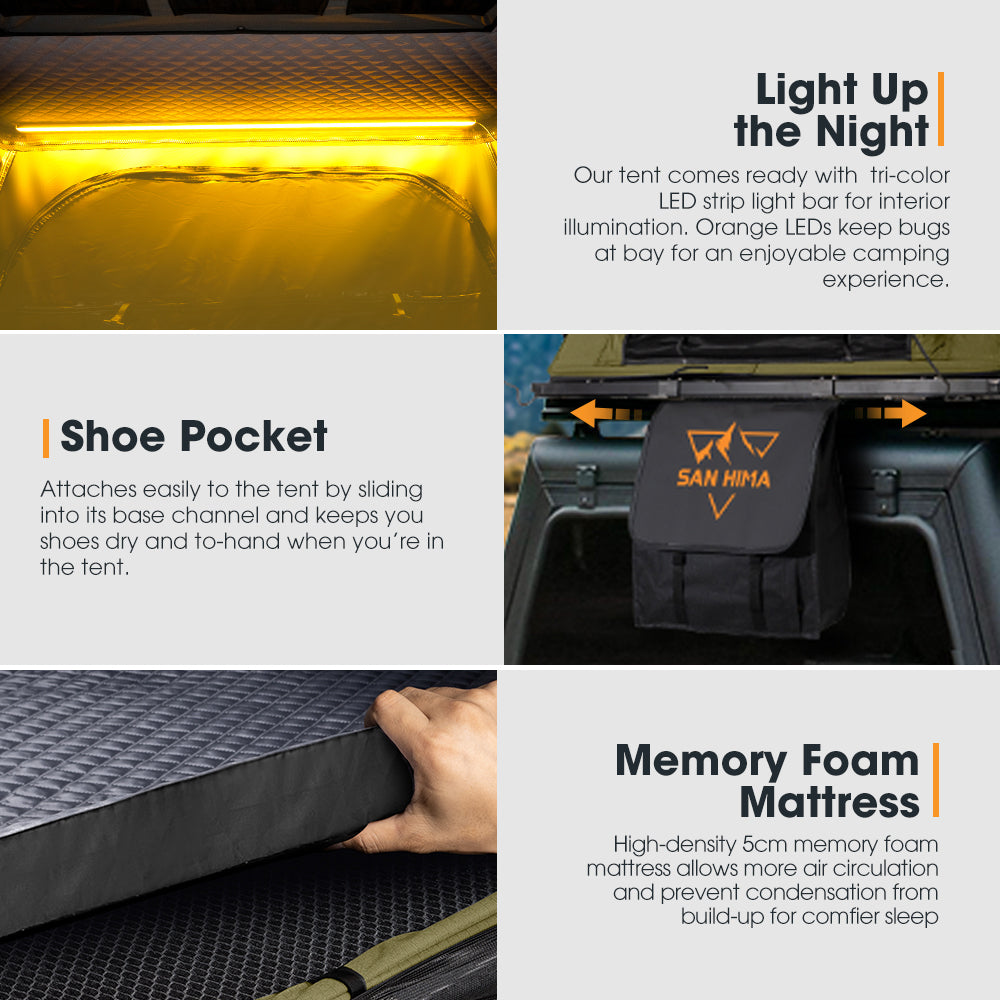 San Hima Kalbarri Lite Rooftop Tent Hardshell+200W Shingled Solar Panel+Rack