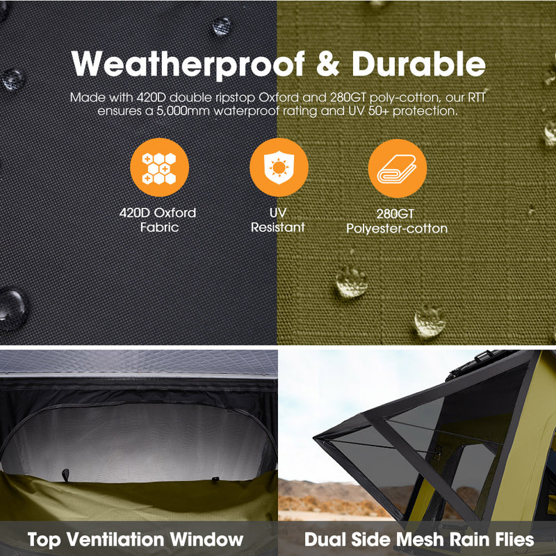 San Hima Kalbarri Lite Gen 2 Rooftop Tent Waterproof Camping Olive 4x4 4WD