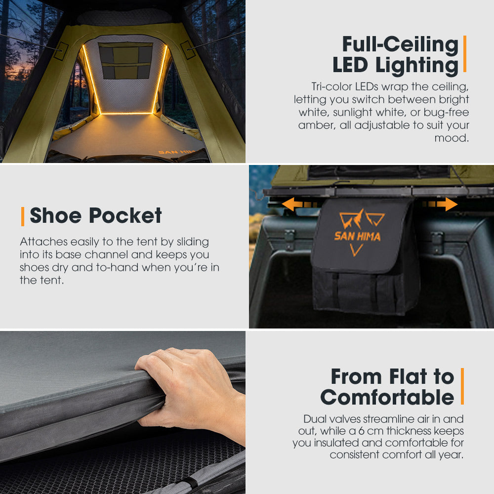 San Hima Kalbarri Lite Gen 2 Rooftop Tent Waterproof Camping Olive 4x4 4WD