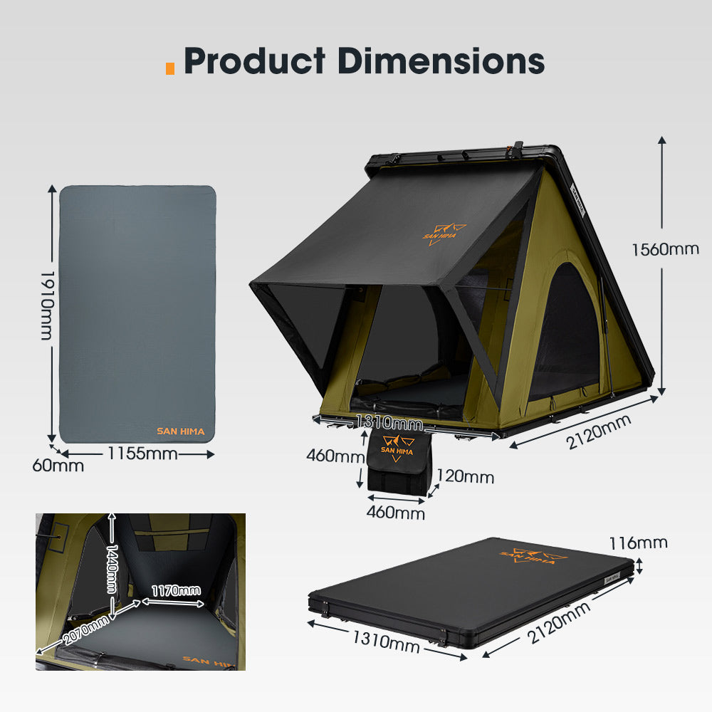 San Hima Kalbarri Lite Gen 2 Rooftop Tent Waterproof Camping Olive 4x4 4WD