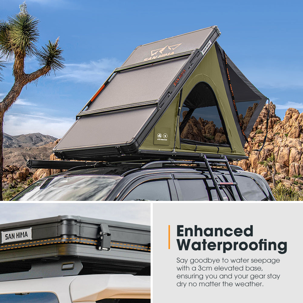 San Hima Kalbarri Lite Gen 2 Rooftop Tent Olive & Rack + Cybertake Air Conditioner S2 Pro