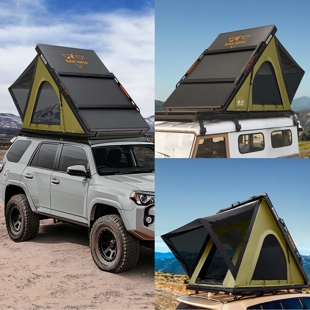 San Hima Kalbarri Lite Gen 2 Rooftop Tent Olive & Rack + Cybertake Air Conditioner S2 Pro
