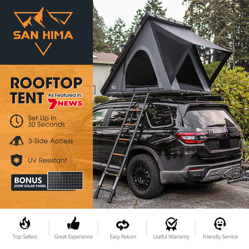 San Hima Kalbarri Lite Gen 2 Rooftop Tent Grey+250W Solar Panel+Ladder & Rack