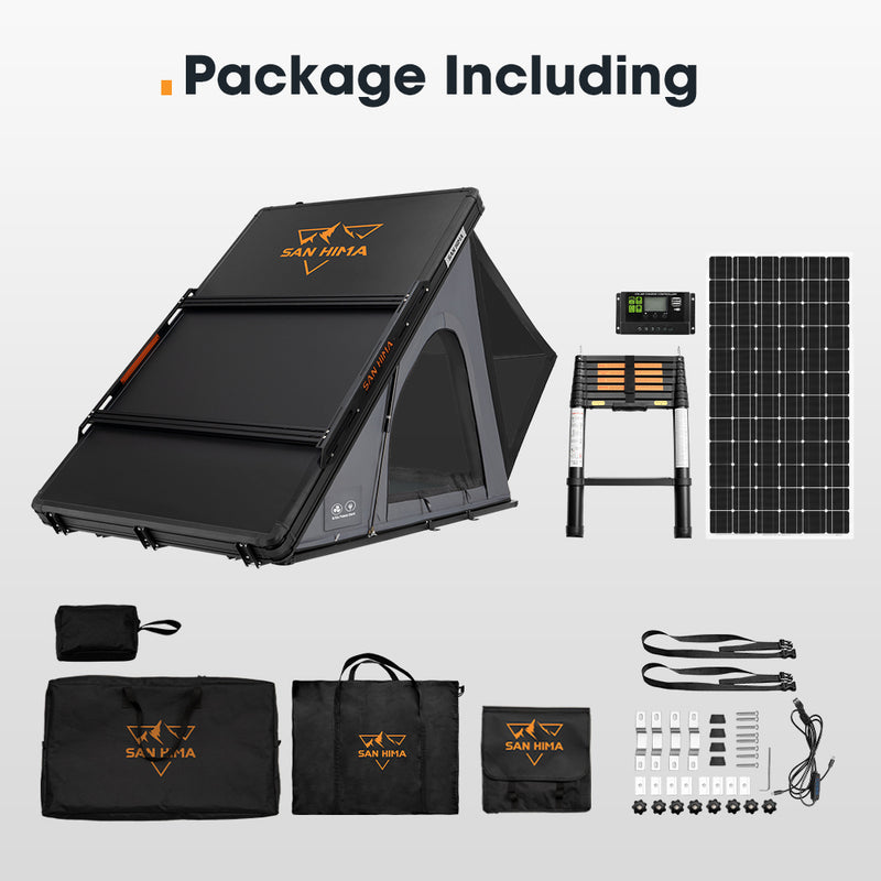 San Hima Kalbarri Lite Gen 2 Rooftop Tent Grey+250W Solar Panel+Ladder & Rack