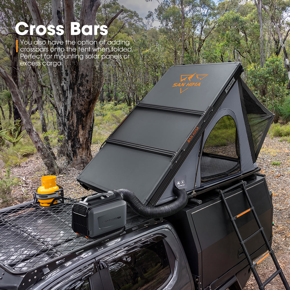 San Hima Kalbarri Lite Gen 2 Rooftop Tent Grey & Rack + Cybertake Air Conditioner S2 Pro