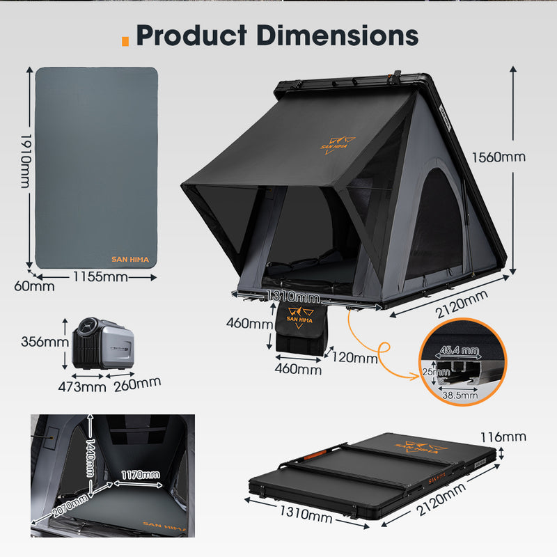 San Hima Kalbarri Lite Gen 2 Rooftop Tent Grey & Rack + Cybertake Air Conditioner S2 Pro