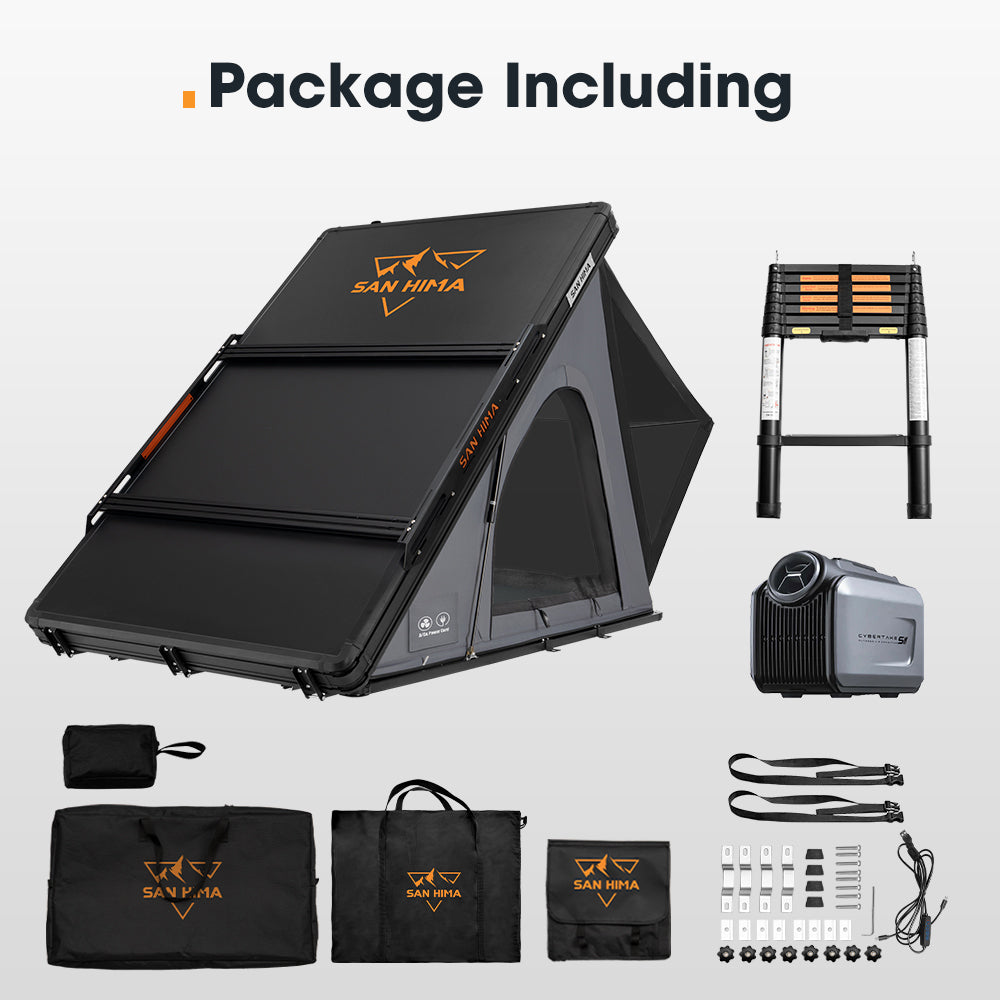 San Hima Kalbarri Lite Gen 2 Rooftop Tent Grey & Rack + Cybertake Air Conditioner S2 Pro