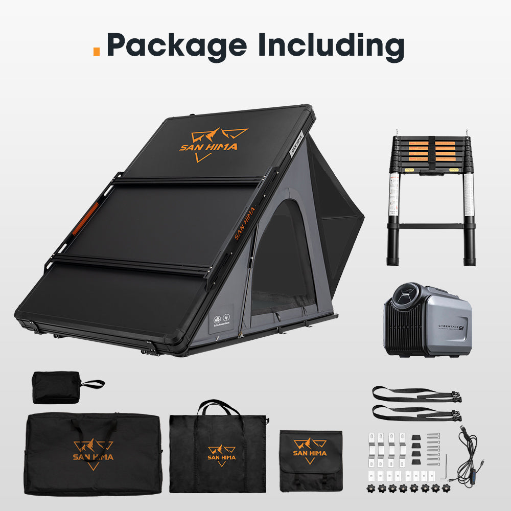 San Hima Kalbarri Lite Gen 2 Rooftop Tent Grey & Rack + Cybertake Air Conditioner S2 Pro