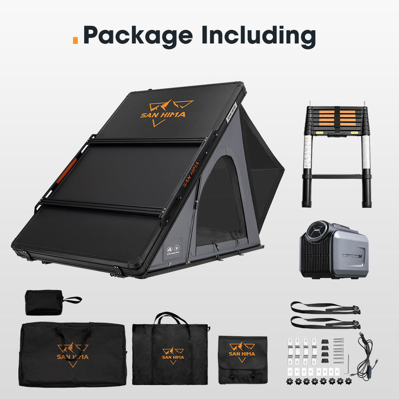 San Hima Kalbarri Lite Gen 2 Rooftop Tent Grey & Rack + Cybertake Air Conditioner S2 Pro