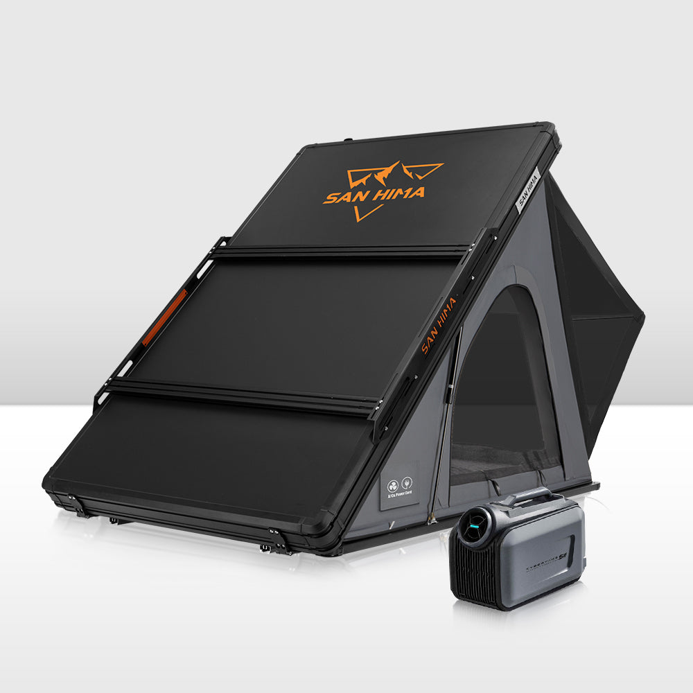 San Hima Kalbarri Lite Gen 2 Rooftop Tent Grey & Rack + Cybertake Air Conditioner S2 Pro