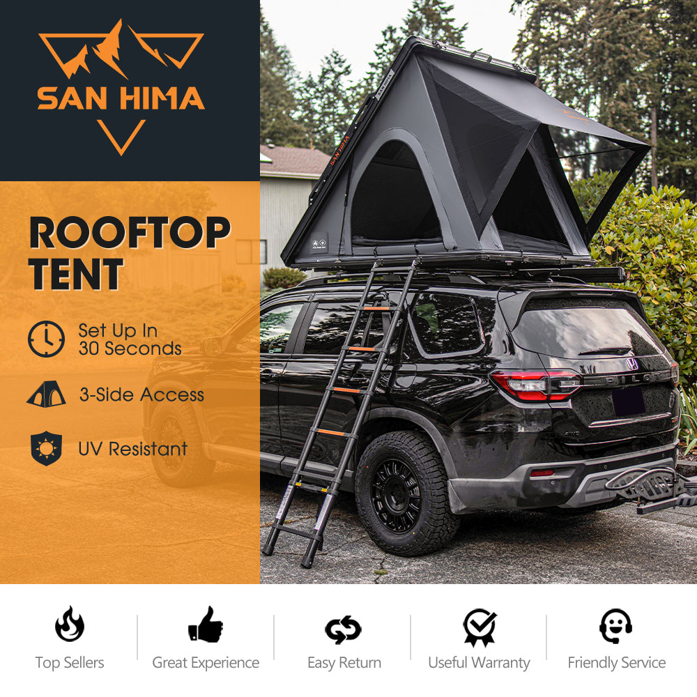 San Hima Kalbarri Lite Gen 2 Rooftop Tent Hardshell With Ladder & Rack Grey 4WD