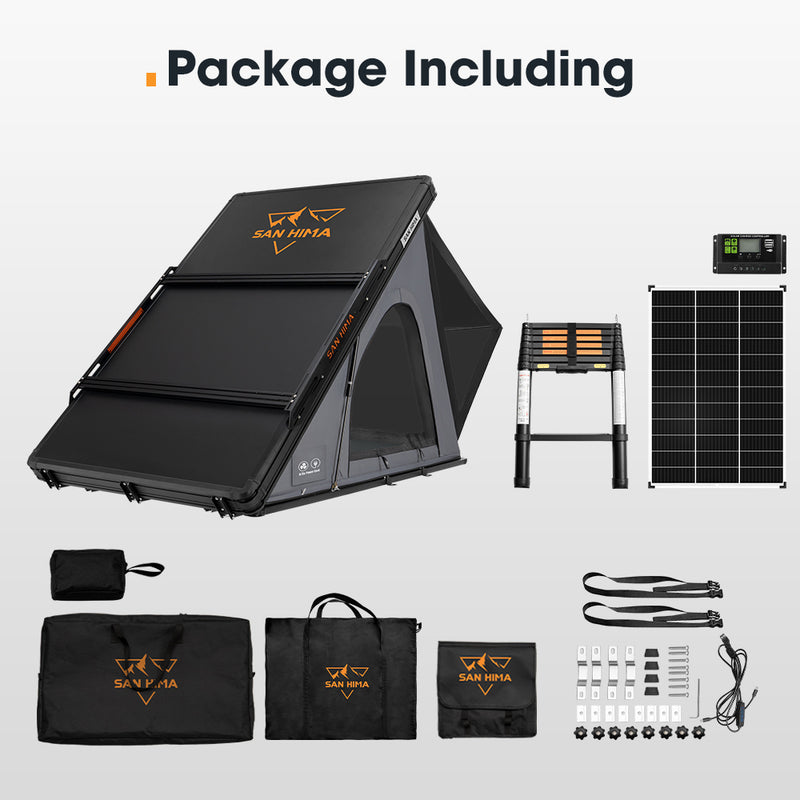 San Hima Kalbarri Lite Gen 2 Rooftop Tent Grey+130W Solar Panel+Ladder & Rack
