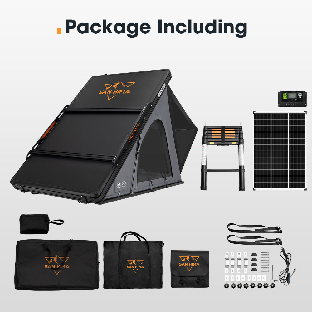 San Hima Kalbarri Lite Gen 2 Rooftop Tent Grey+130W Solar Panel+Ladder & Rack
